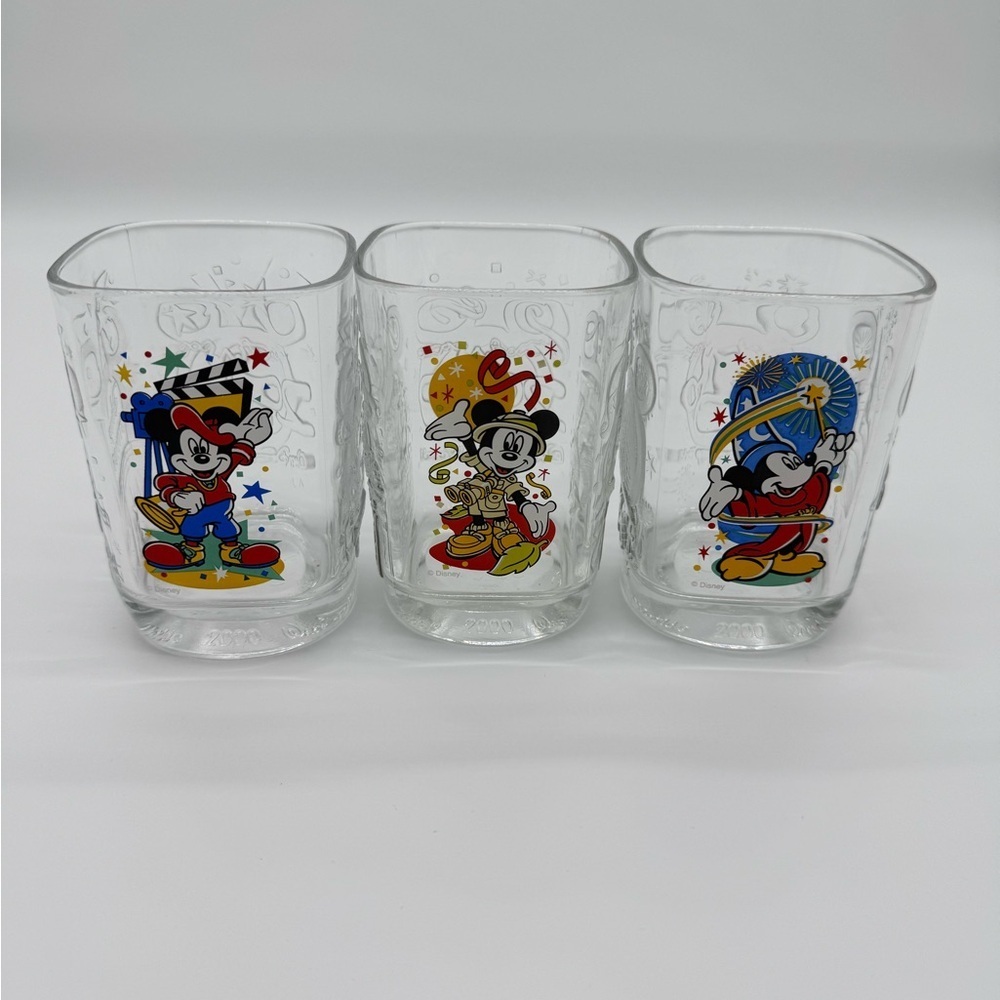 Set of (3) McDonalds Mickey Mouse Drinking Glasses Walt Disney World Y2K - 2000